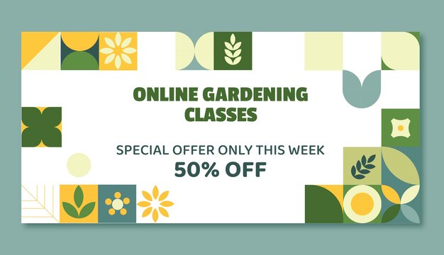 Hand drawn gardening sale banner template