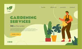 Free vector hand drawn gardening services landing page