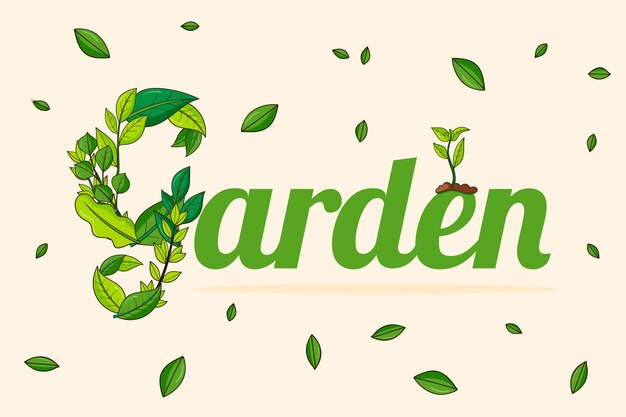 Hand drawn gardening text illustration