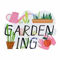 Free vector hand drawn gardening text illustration