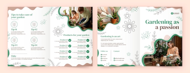 Hand drawn gardening work brochure
