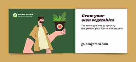 Free vector hand drawn gardening work facebook cover template