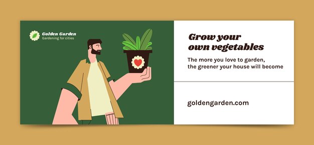 Hand drawn gardening work facebook cover template