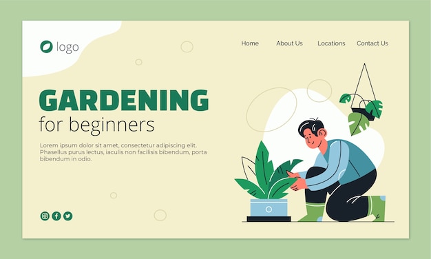 Free vector hand drawn gardening work landing page