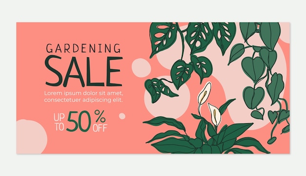 Hand drawn gardening work sale banner