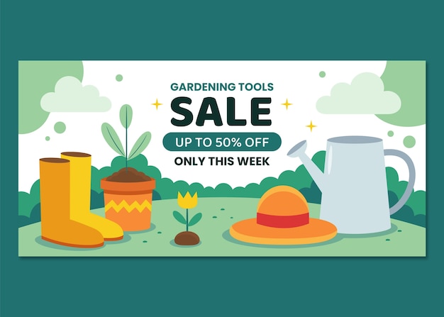 Free vector hand drawn gardening work sale banner