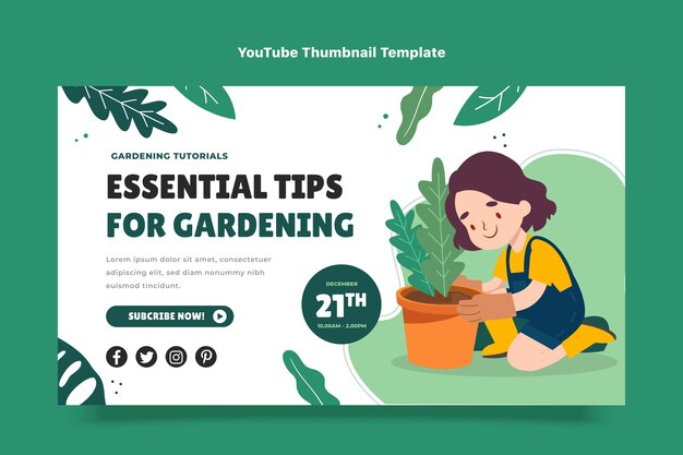 Hand drawn gardening youtube thumbnail template