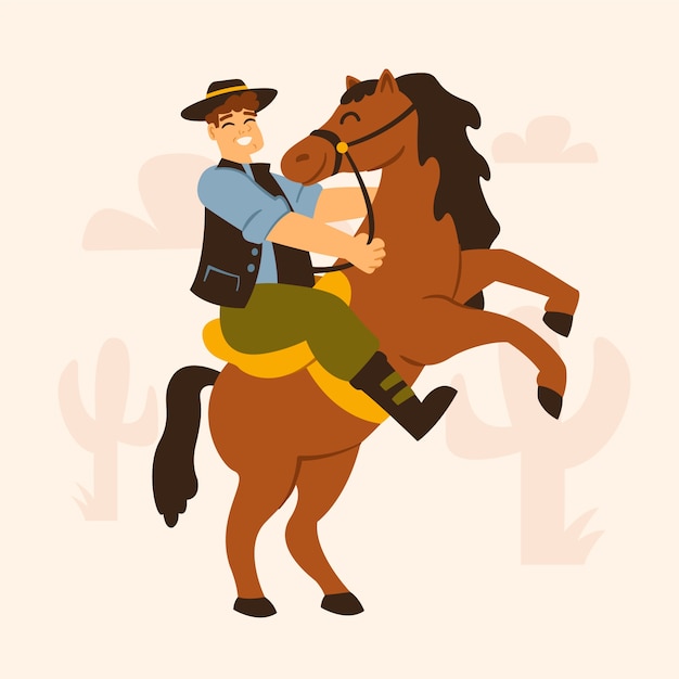 Illustrazione disegnata a mano di cowboy gaucho