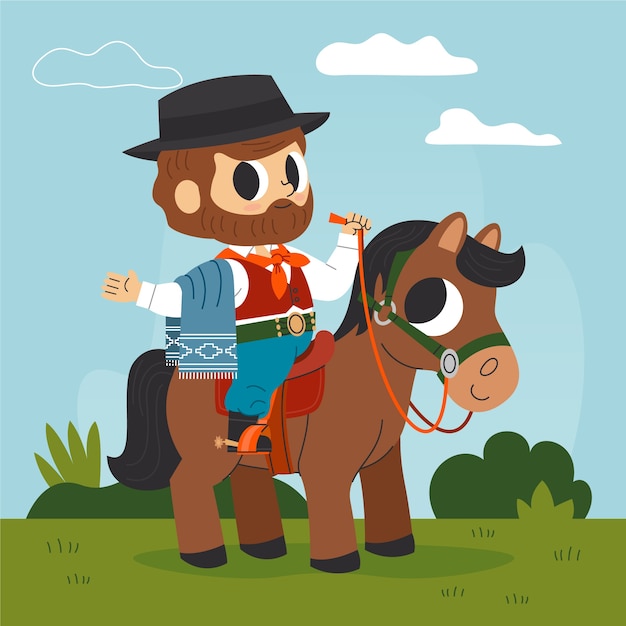 Hand drawn gaucho cowboy illustration