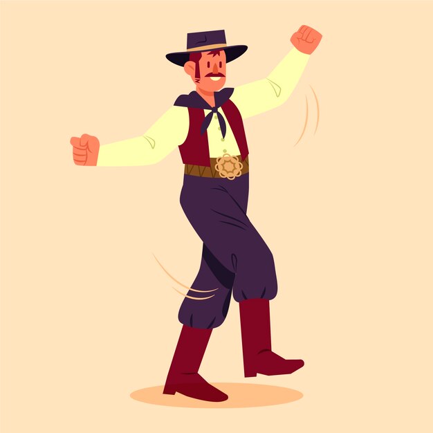 Hand drawn gaucho dancing illustration