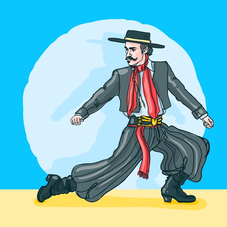 무료 Vector 손으로 그린 가우초 춤 그림