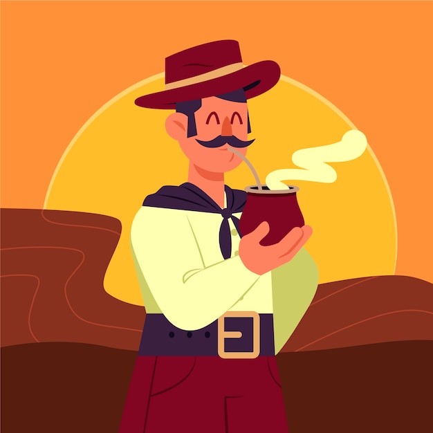 Free vector hand drawn gaucho drinking illustration