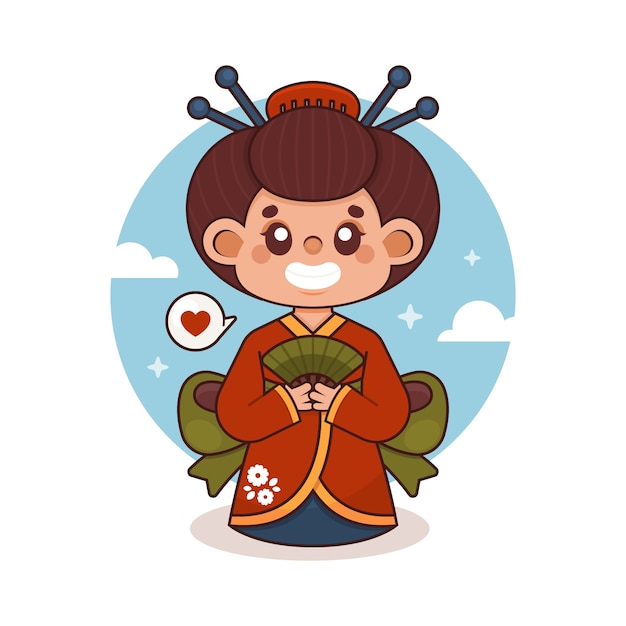 Free vector hand drawn geisha illustration