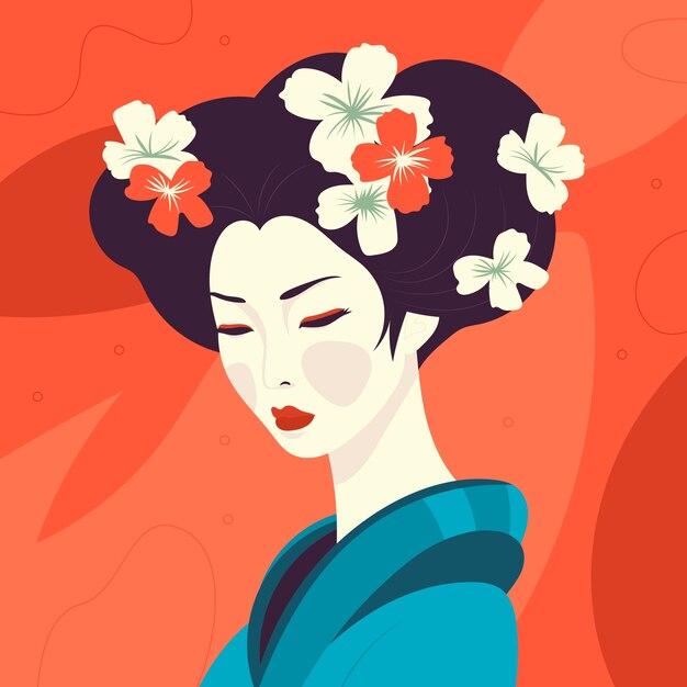 Illustrazione della geisha disegnata a mano