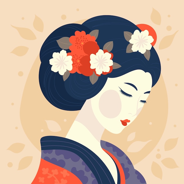 Бесплатное векторное изображение Нарисованная рукой иллюстрация гейши