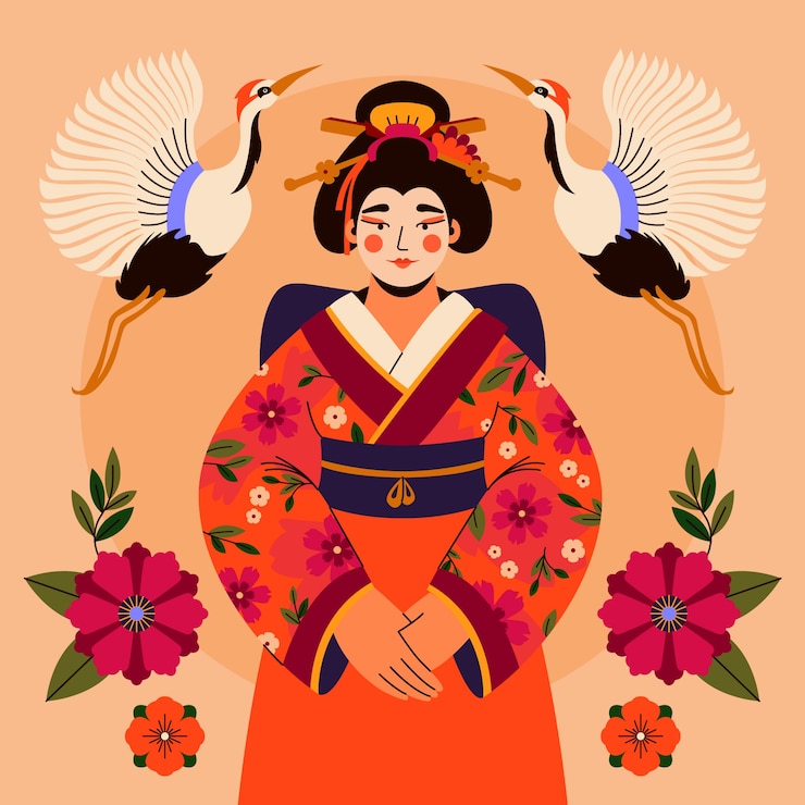 Free Vector hand drawn geisha illustration