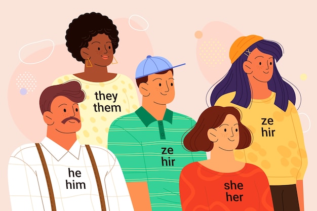 Free vector hand drawn gender pronouns illustration