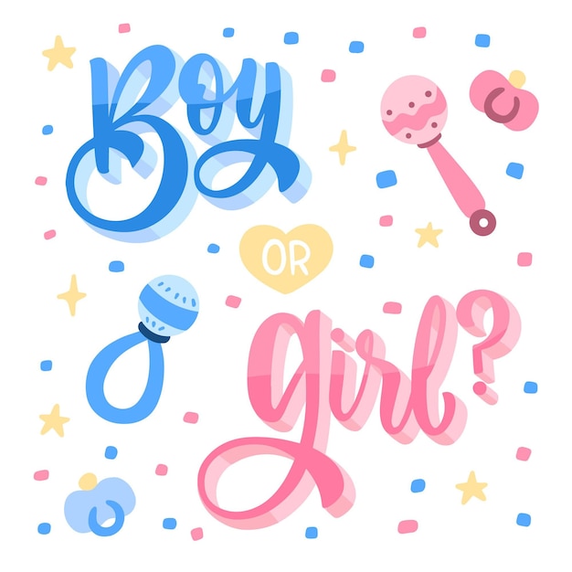 Hand drawn gender reveal concept illustrated