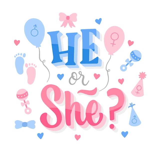 Hand Drawn Gender Reveal Concept Illustrated