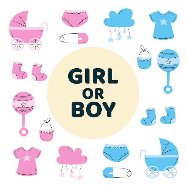 Free vector hand drawn gender reveal concept illustrated