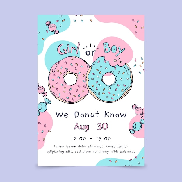 Free vector hand drawn gender reveal invitation