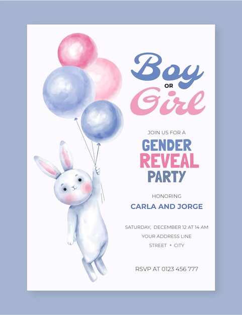 Hand Drawn Gender Reveal Invitation