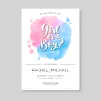 Free vector hand drawn gender reveal invitation