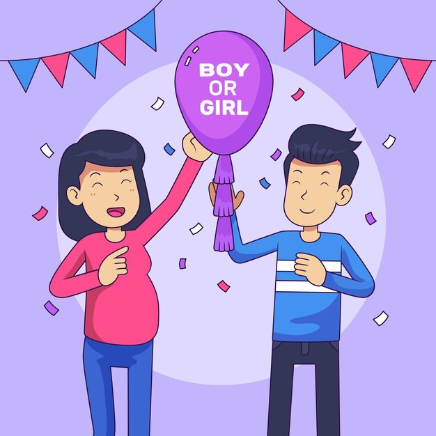 Hand Drawn Gender Reveal Party Concept