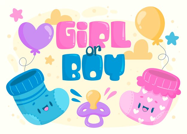 Hand drawn gender reveal party concept