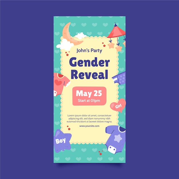 Hand drawn gender reveal template