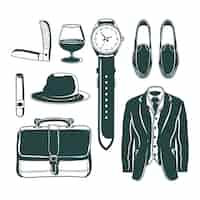 Free vector hand drawn gentleman element collection