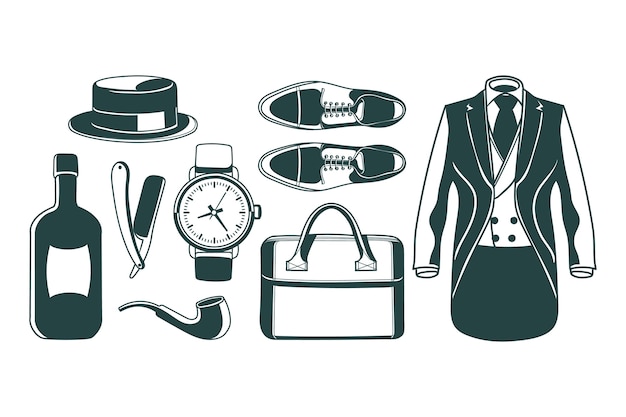 Free vector hand drawn gentleman element collection