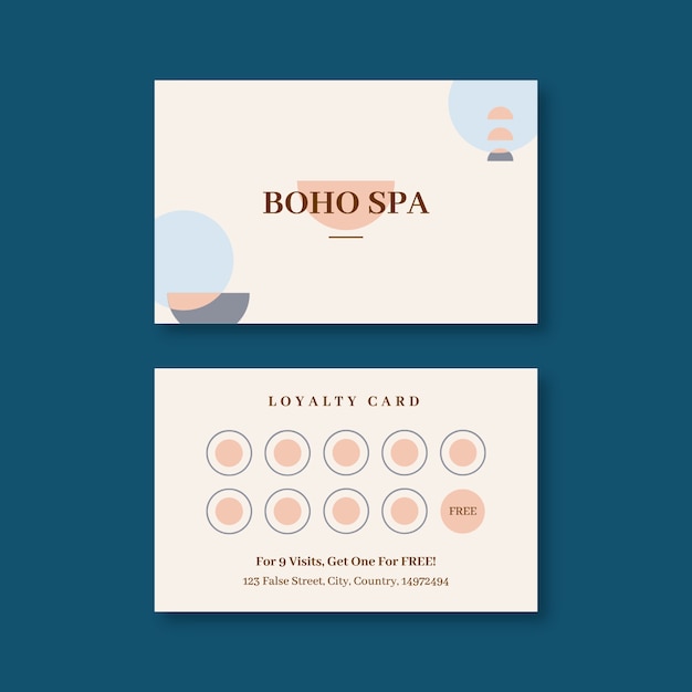 Hand-drawn geometric boho spa loyalty card