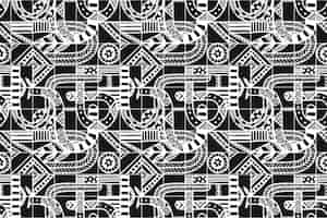 Free vector hand drawn geometric monochrome mosaic pattern design