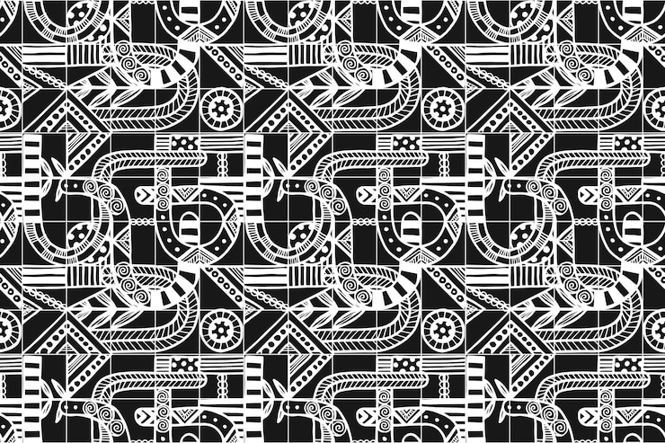 Free Vector hand drawn geometric monochrome mosaic pattern design
