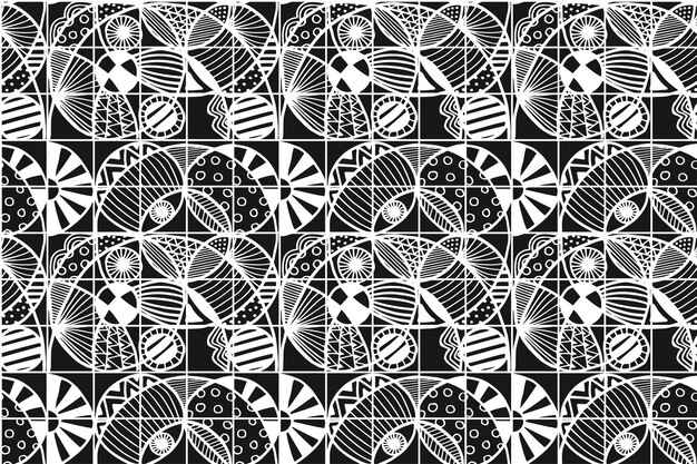 Free Vector hand drawn geometric monochrome mosaic pattern design
