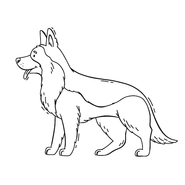 Hand drawn german shepherd outline illustration