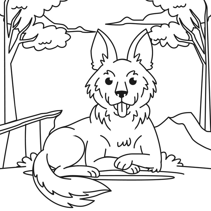 Free Vector hand drawn german shepherd outline illustration