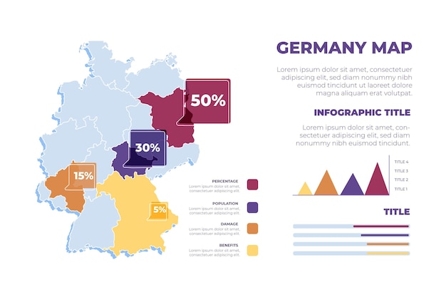 Нарисованная рукой карта германии инфографики