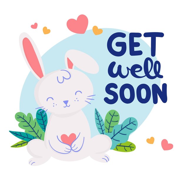 Hand drawn get well soon illustration with rabbit