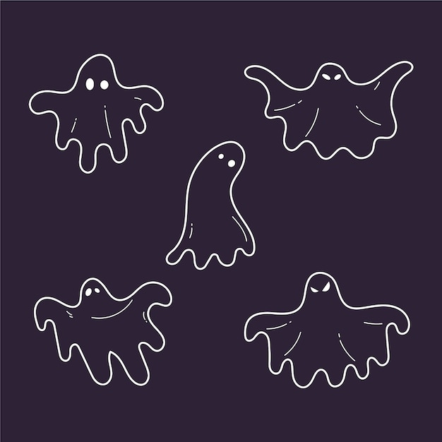 Hand drawn ghost outline illustration