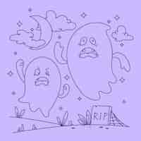 Free vector hand drawn  ghost outline illustration