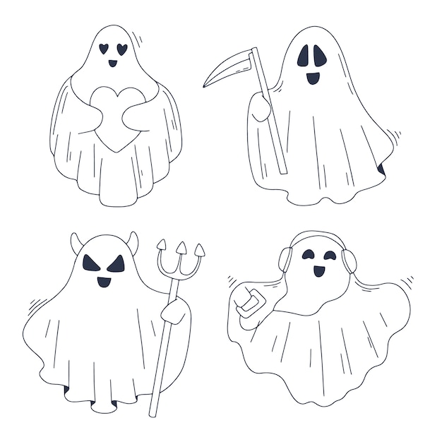 Free vector hand drawn ghost outline illustration