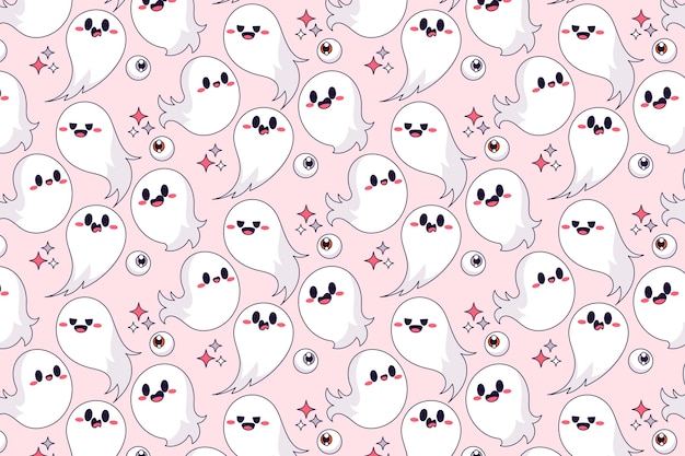 Free vector hand drawn ghost pattern background
