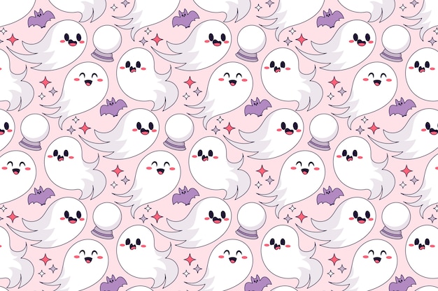 Free vector hand drawn ghost pattern background