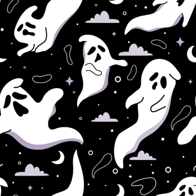 Free vector hand drawn ghost pattern background