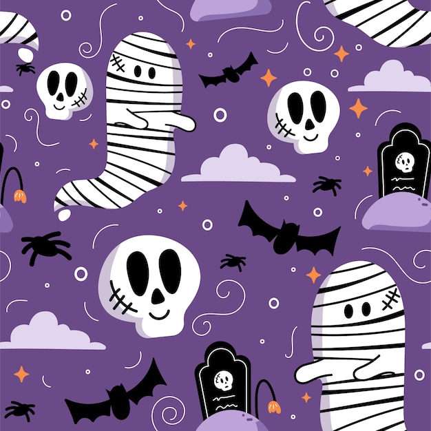 Hand drawn ghost pattern background