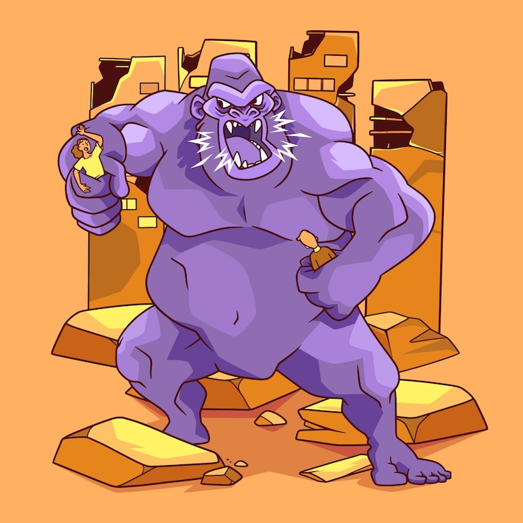 Free Vector hand drawn giant gorilla illustration