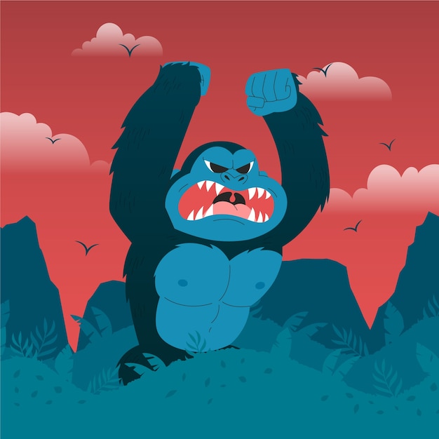 Free vector hand drawn giant gorilla illustration