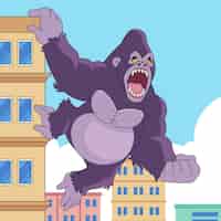 Vettore gratuito illustrazione di un gorilla gigante disegnata a mano